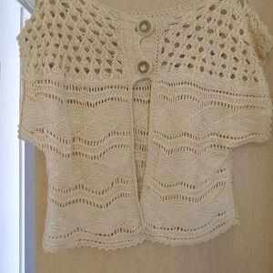 Elegant Hand Knit Cropt Cream Knit Cardigan